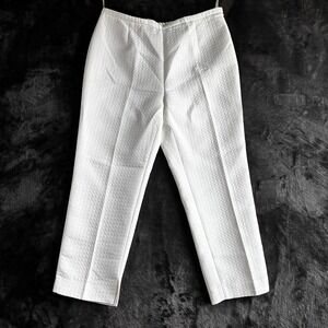Alfani White Textured Cropped Pants Size 6‎ Polyester Lightweight Office Casual